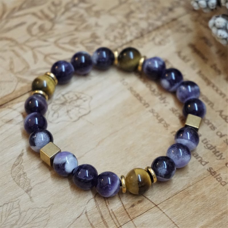 ll 勇气之路 ll 紫水晶 虎眼石 天然石手环 中性手环 BR-00043 - 手链/手环 - 半宝石 多色