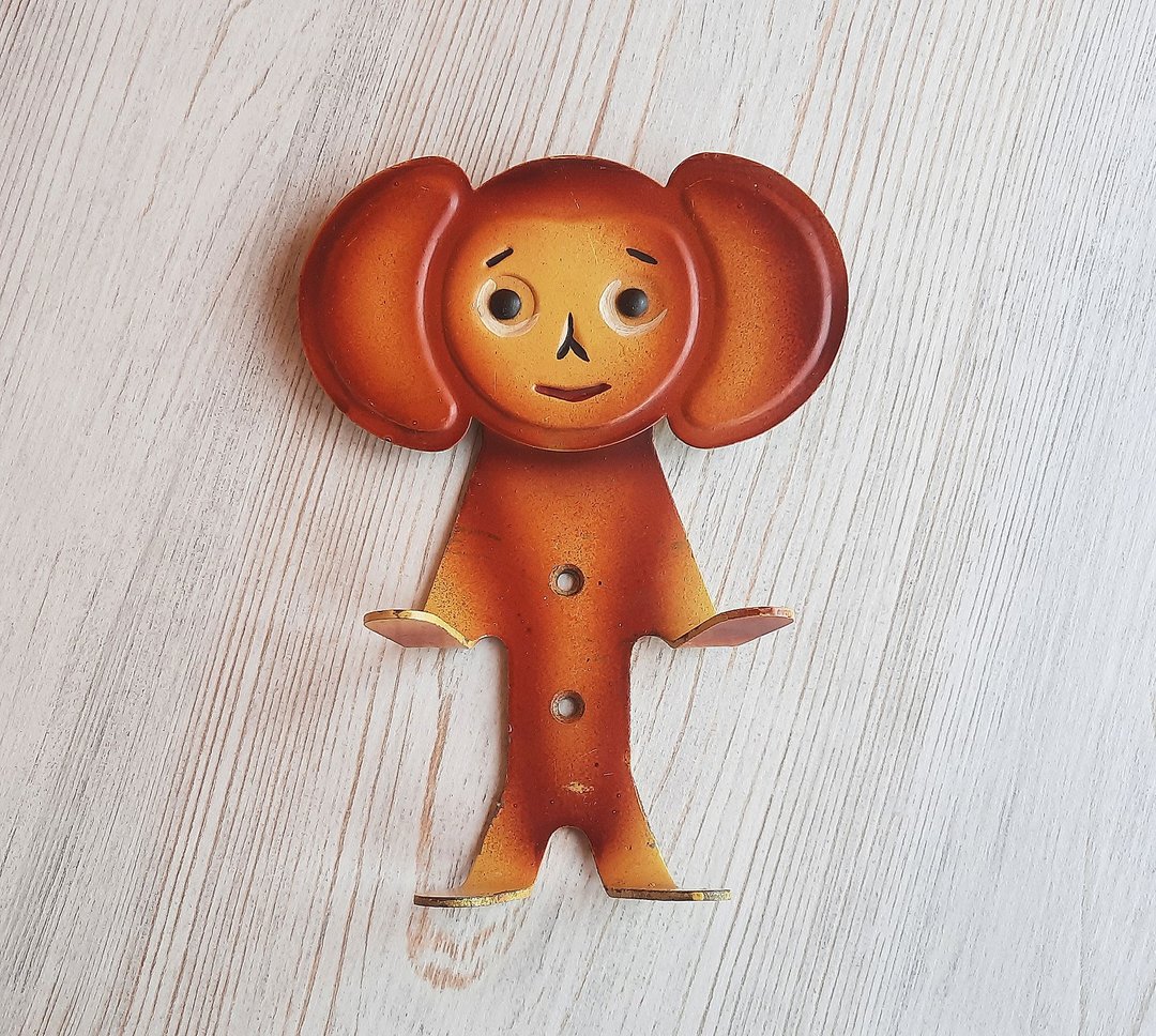 Cheburashka 儿童衣架钩复古-苏联金属有趣的墙壁衣服挂钩 - 衣架/挂勾 - 其他金属 咖啡色