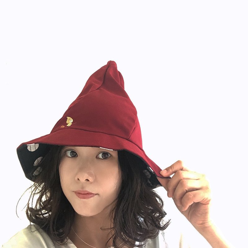 刺绣小魔女帽-森林系 小颜感 造型 - 帽子 - 棉．麻 多色