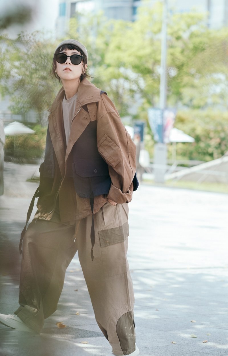 可可瓦片外搭宽短背心 休闲层次穿搭 - 3色 - 蓝染瓦片 - 女装背心 - 棉．麻 蓝色