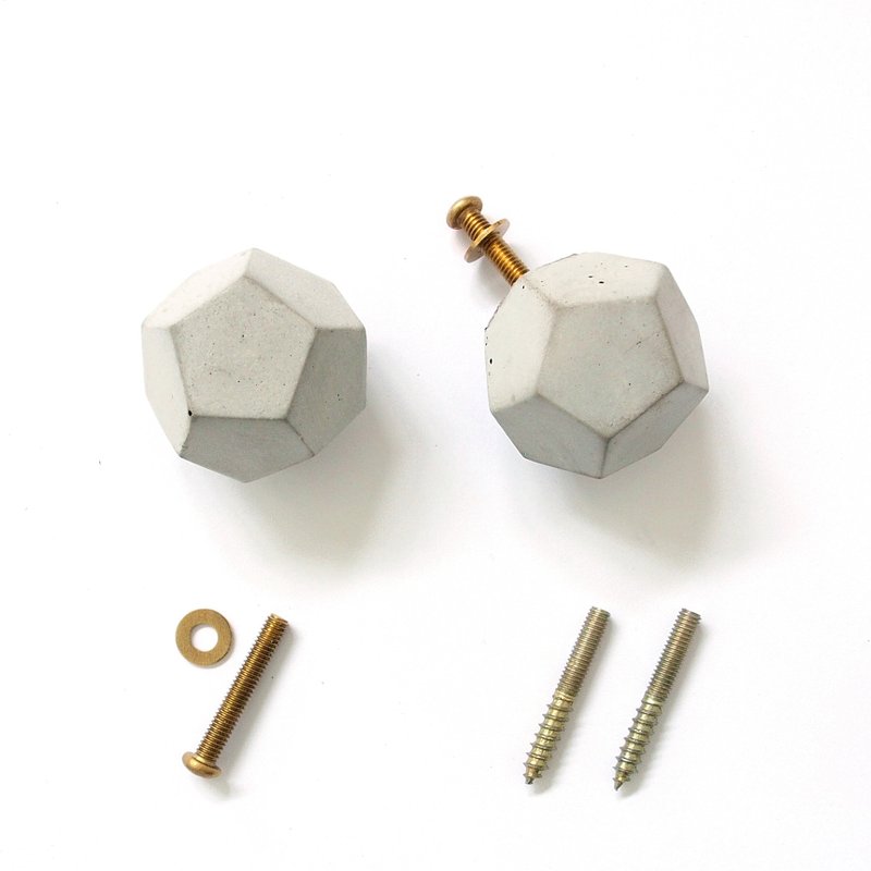 水泥 五金 单点把手/挂勾-几何十二面体 - 其他 - 水泥 灰色