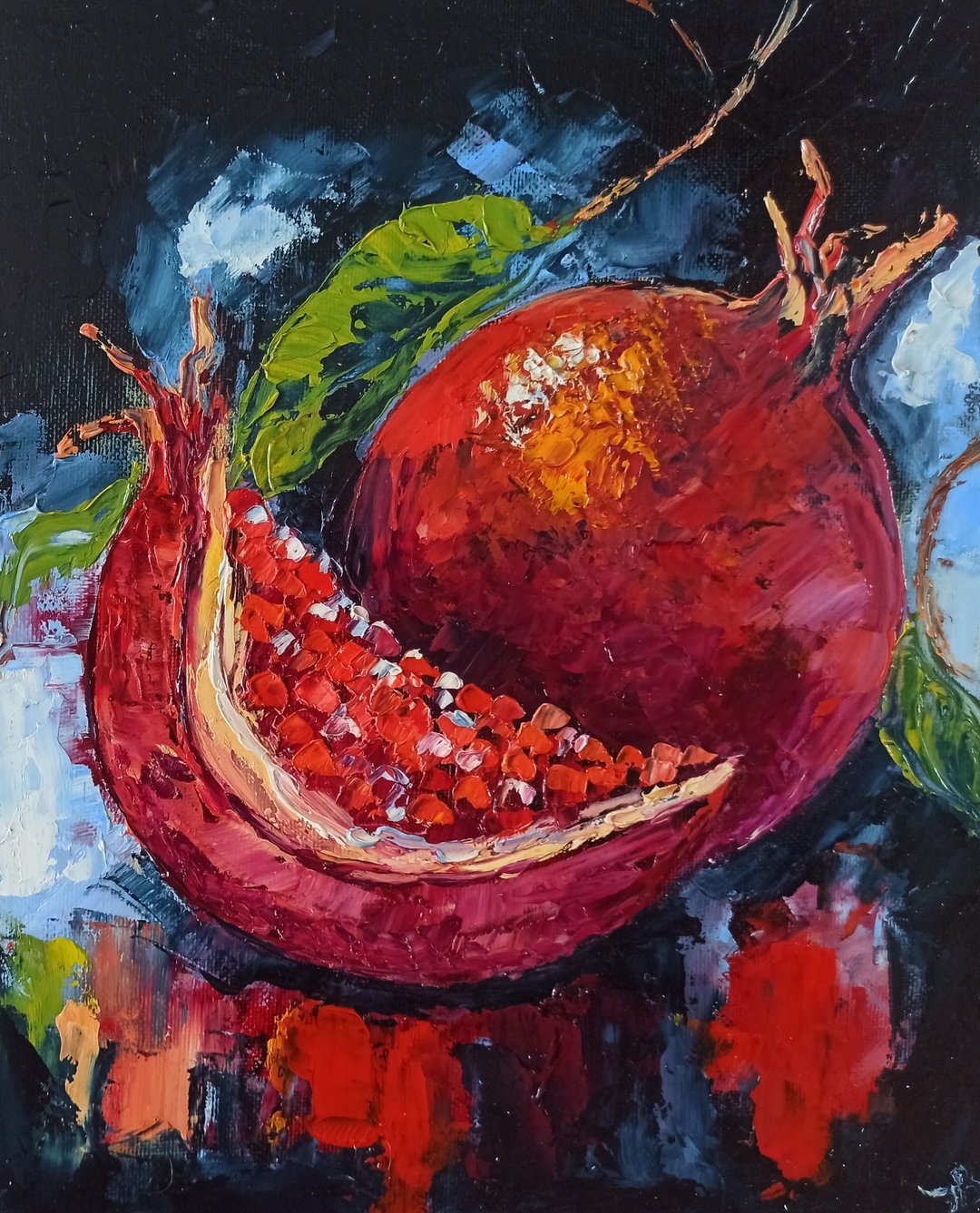 原创油画《红石榴》画布板 30x24cm 厚涂画作品 - 海报/装饰画/版画 - 其他材质 
