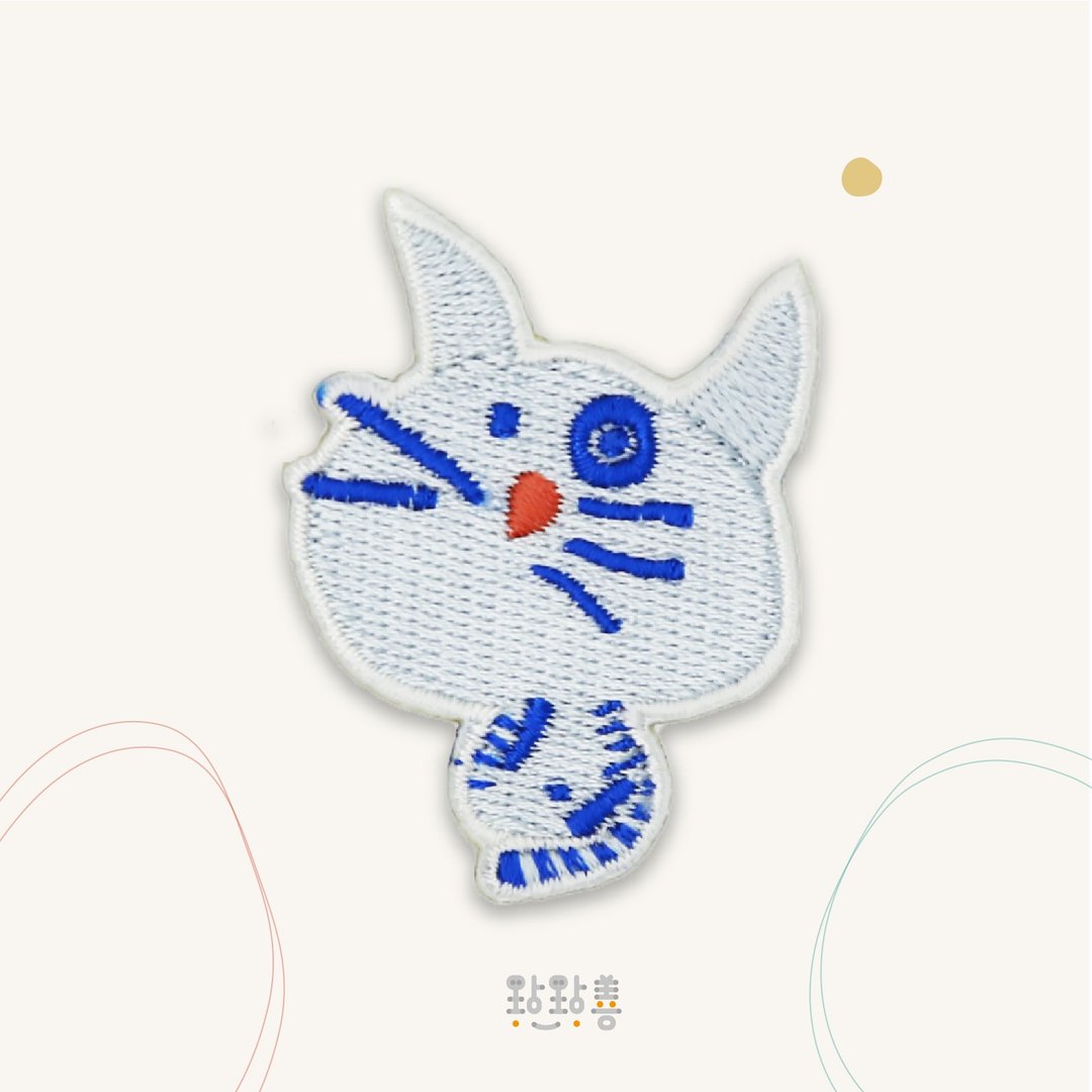 童趣刺绣贴-灰嘟嘟 - 徽章/别针 - 绣线 灰色