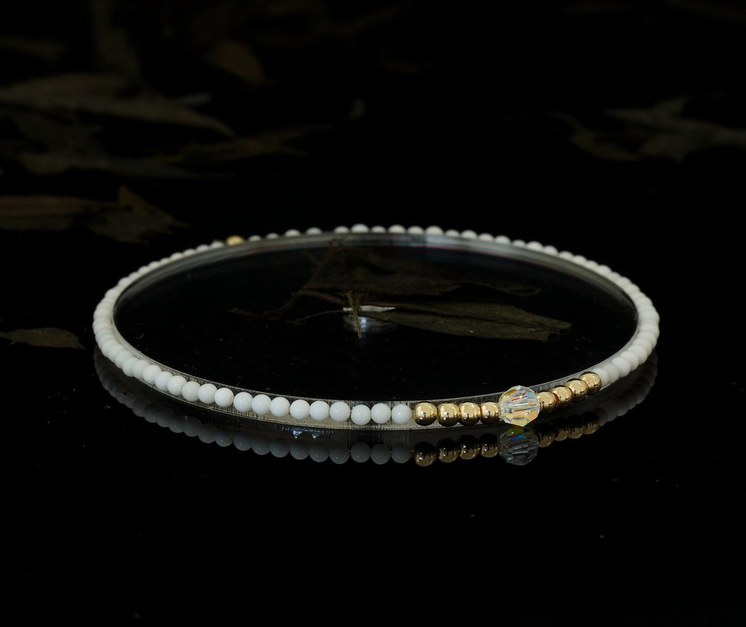 轻奢风 白玛瑙 14KGF Swarovski 水晶手链 - 手链/手环 - 宝石 