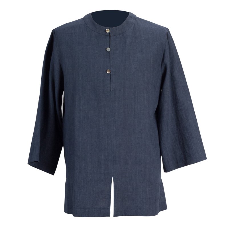 【小雨的儿子】 中式小圆领排扣男士上衣 KA0244 - 男装上衣/T 恤 - 棉．麻 白色