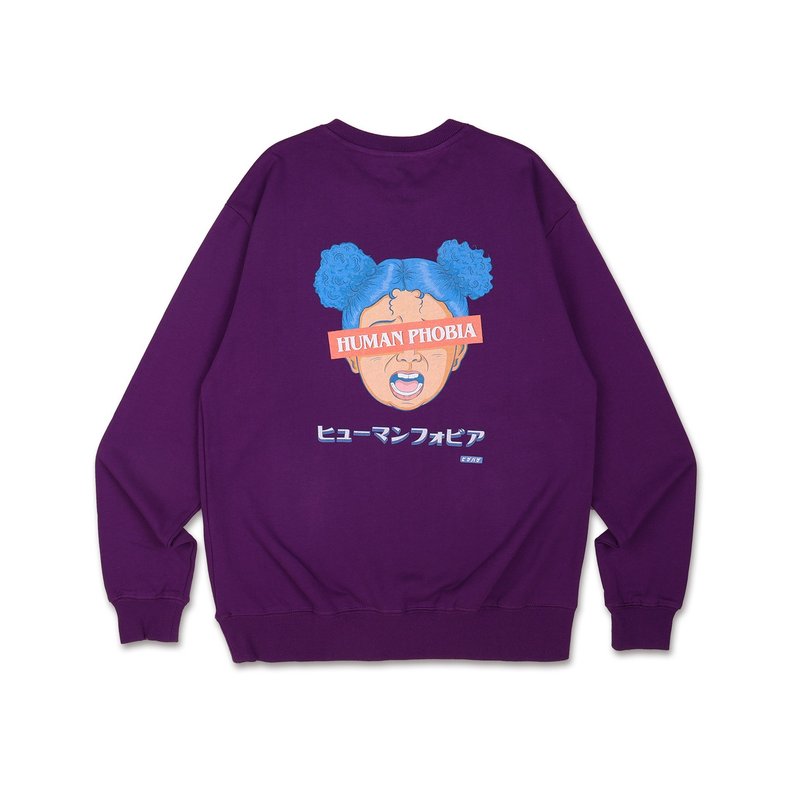 社交恐惧症 美式怀旧 重磅棉质圆领长袖 Tshirt衫系列 紫色 - 女装上衣 - 棉 紫色