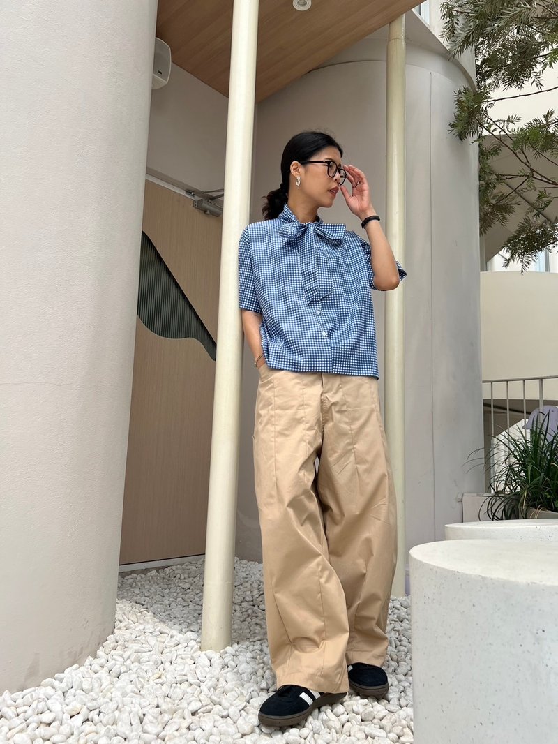 宽松的裤子 - 女装长裤 - 其他材质 卡其色