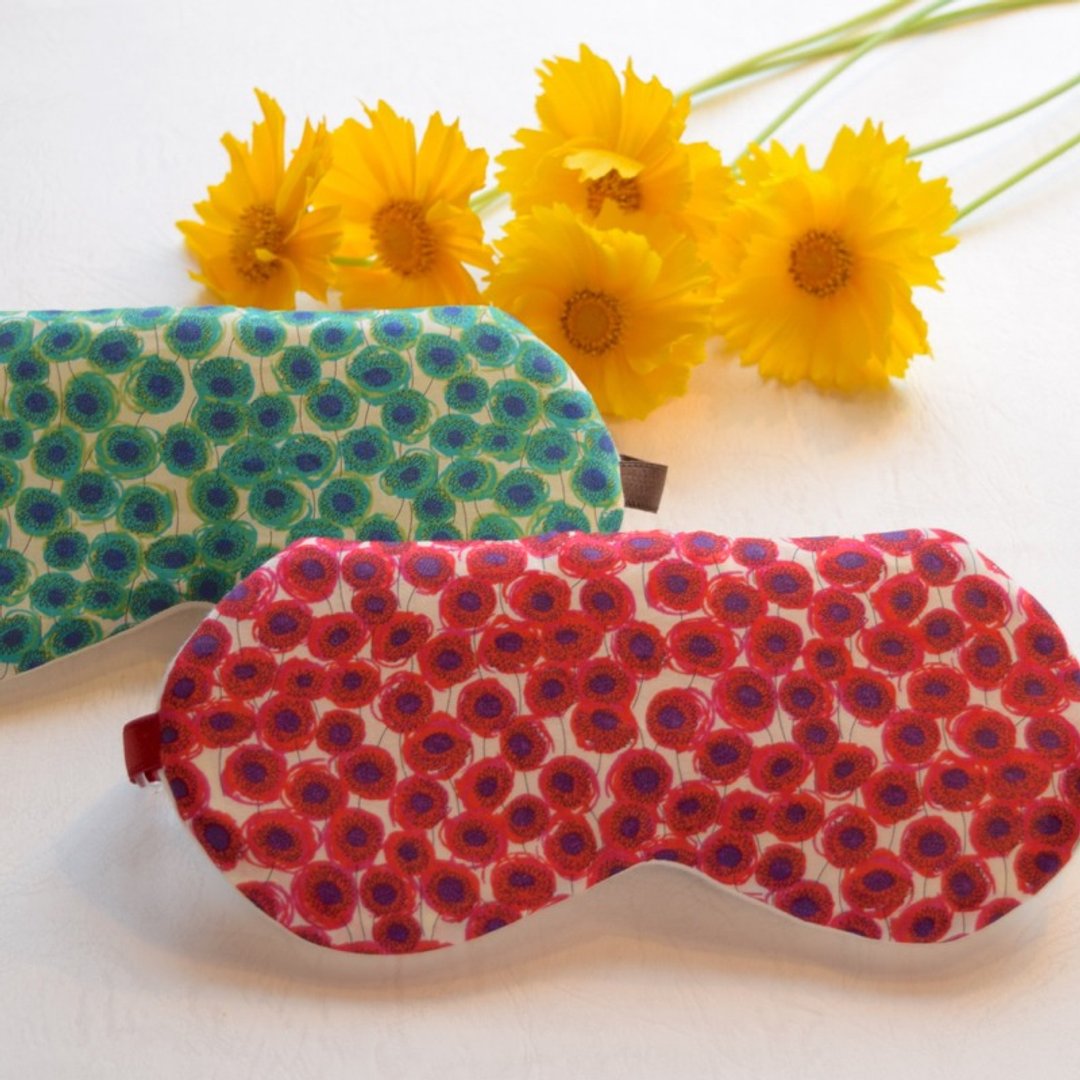 (LIBERTY)　Ianthe Sunbeam eye mask　green/red/ free bag - 寝具 - 棉．麻 绿色