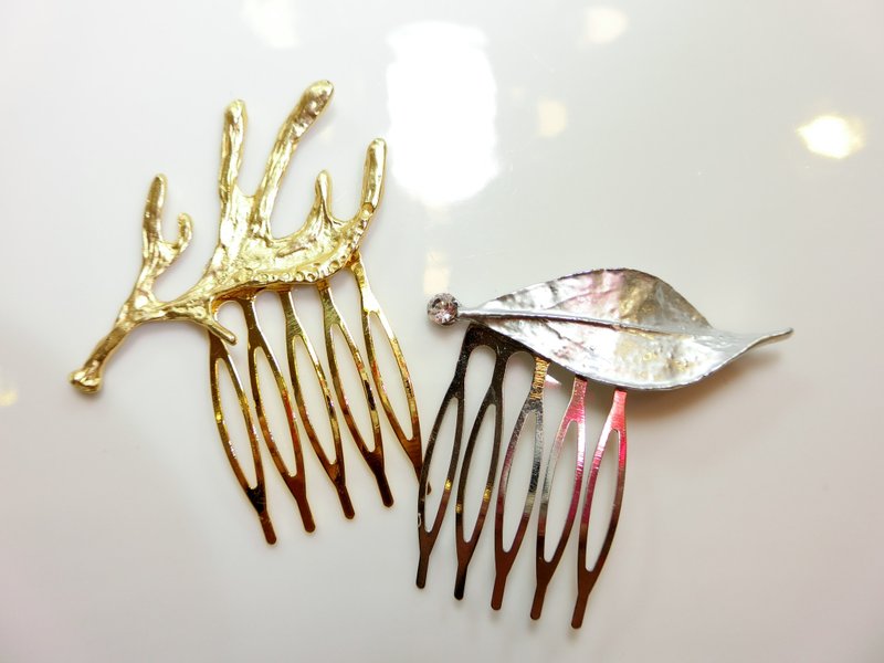 森林风鹿角落叶女神发插 - 发饰 - 其他金属 多色