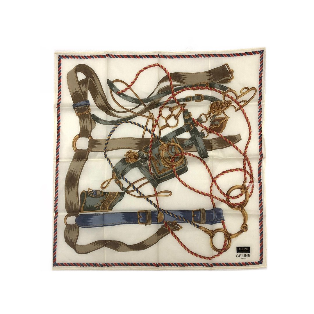 【日本直送，名牌二手包装】CELINE 日本制造 手帕白Vintage 015 - 手帕/方巾 - 棉．麻 多色