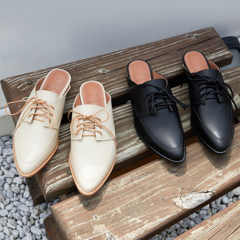 Hedy 达比穆勒鞋(两色)MIT款 牛津鞋 低跟鞋  懒人鞋 - 芭蕾鞋/娃娃鞋 - 真皮 