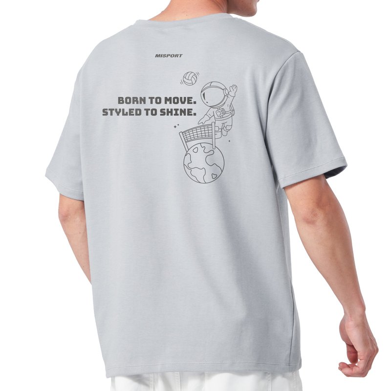 立体机能棉T-运动太空人-大图线条背图款-排球 机能服 MIT台湾制 - 男装运动衣 - 聚酯纤维 灰色