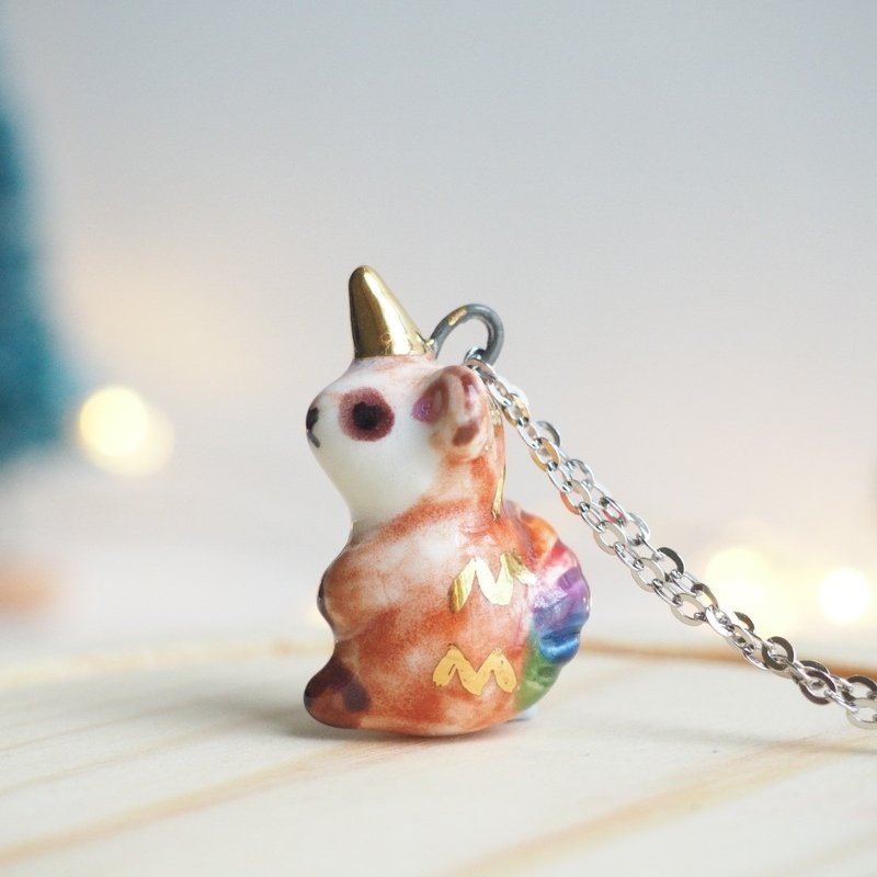 小猫鼬白瓷项链 - 项链 - 瓷 咖啡色