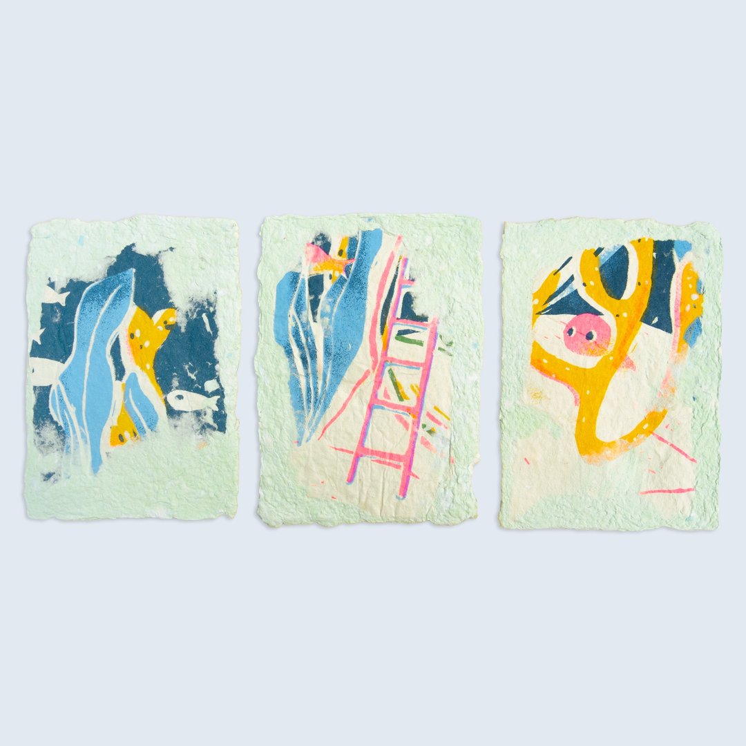 【手工画/卡片组】鱼缸 (1组3张) - 卡片/明信片 - 纸 绿色