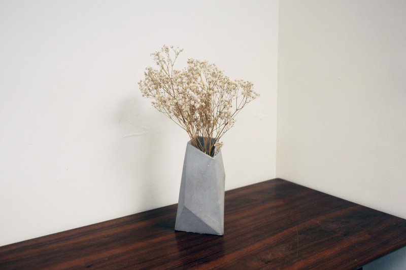 无常 | 水泥不规则形几何花器 干燥花瓶 (可加购干燥花) - 花瓶/陶器 - 水泥 灰色
