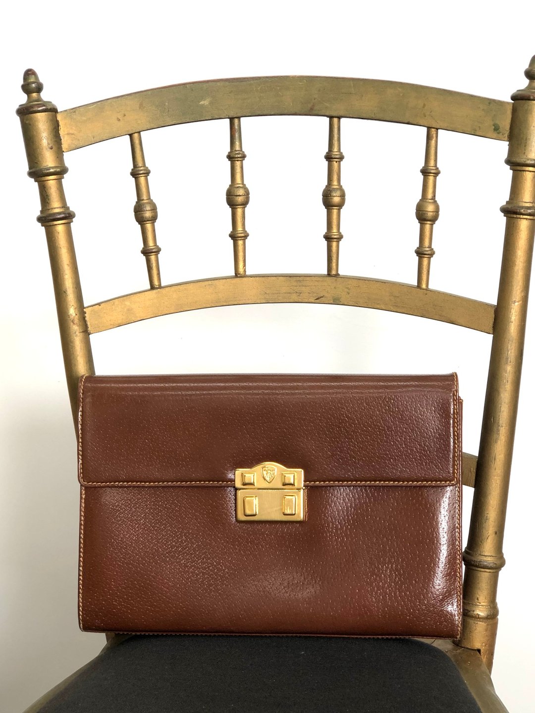 【日本直运，名牌二手包装】GUCCI 古驰 手拿包棕徽章 vintage 复古老 4w64ha - 手拿包 - 真皮 咖啡色
