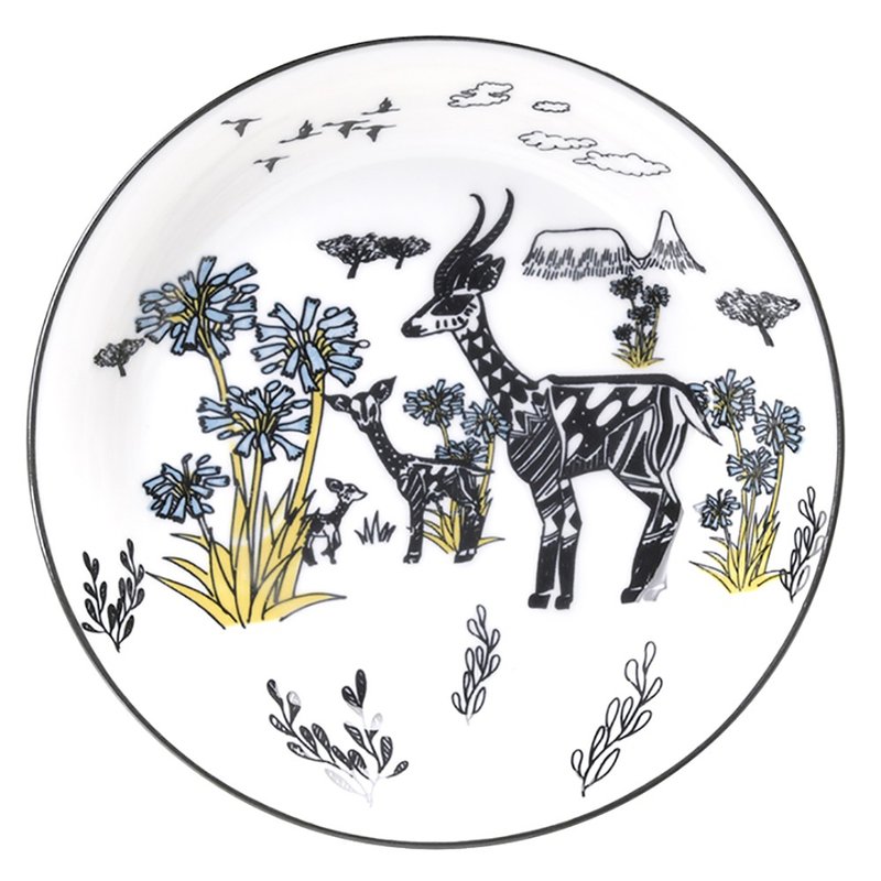 WANYAMA动物系列-1入深盘-羚羊(21.4cm) - 盘子/餐盘/盘架 - 陶 白色