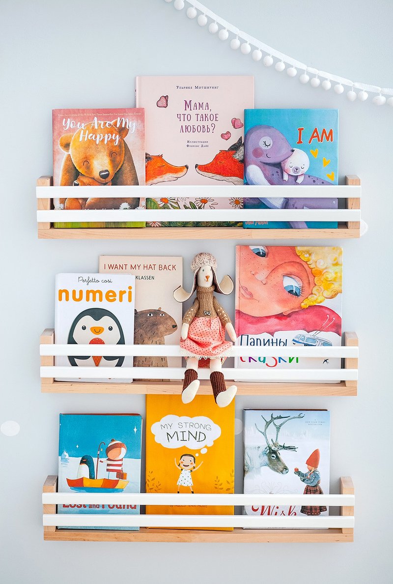 Set of 3 bookshelf, Childrens Book Wall Shelf, Wall Shelf, Floating Shelf, Shelf - 儿童家具 - 木头 