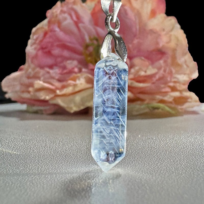 No.122 浓蜜爆多 显性 蓝针水晶 灵摆 肉眼可见蓝针 天使羽毛造 - 项链 - 水晶 透明