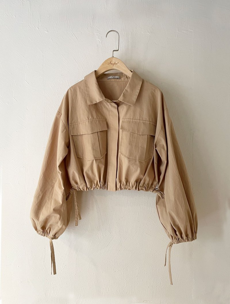 订制系列-短版抽绳衬衫式外套 - 女装衬衫 - 棉．麻 