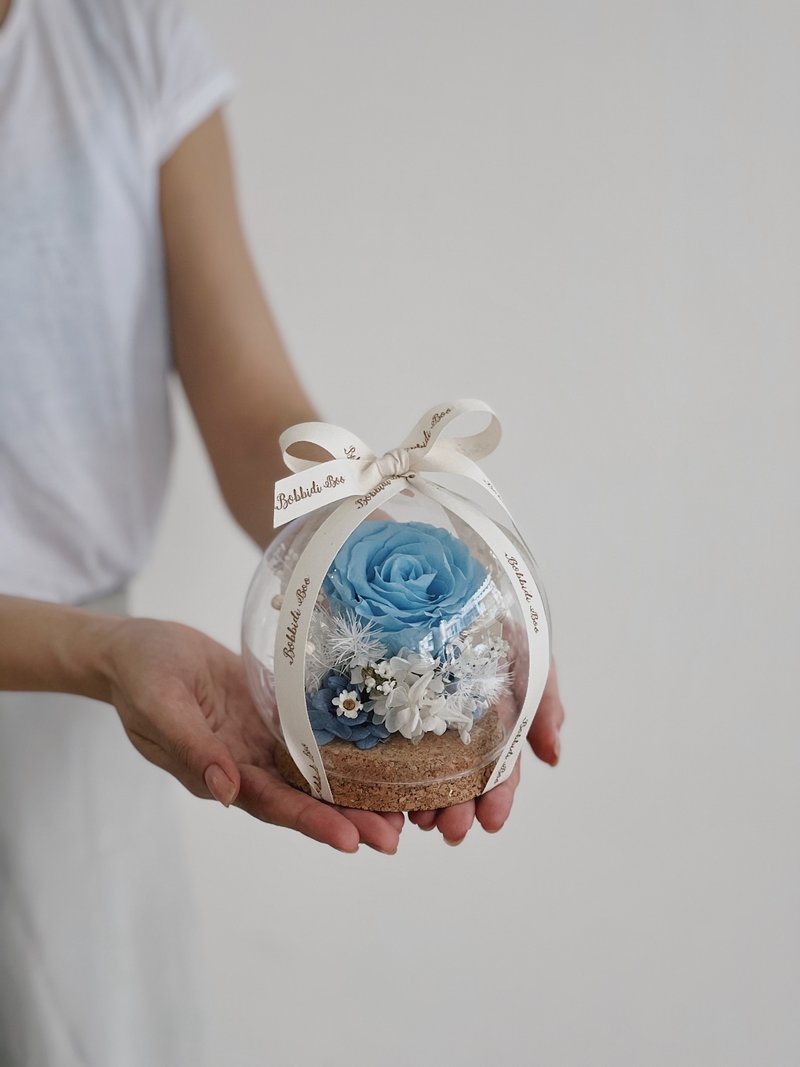 【永生玫瑰花玻璃球】• 情人节礼物/生日礼物/永生花/永生玫瑰花 - 干燥花/捧花 - 植物．花 蓝色