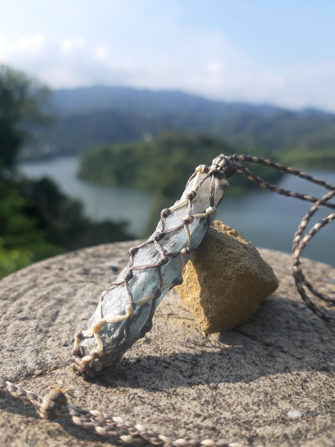 织途 - 蓝晶石 编织项链 11L-24 - 项链 - 宝石 蓝色