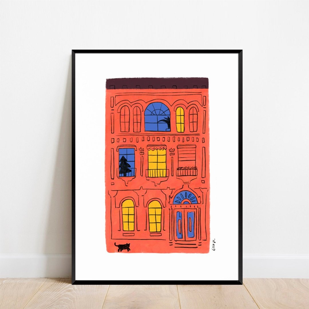 艺术印刷品/房屋/插画海报A3,A2 - 海报/装饰画/版画 - 纸 红色
