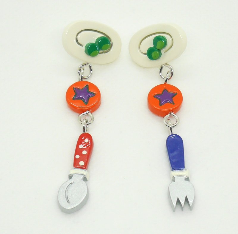 Peas and Tomatoes Earrings - 耳环/耳夹 - 树脂 多色