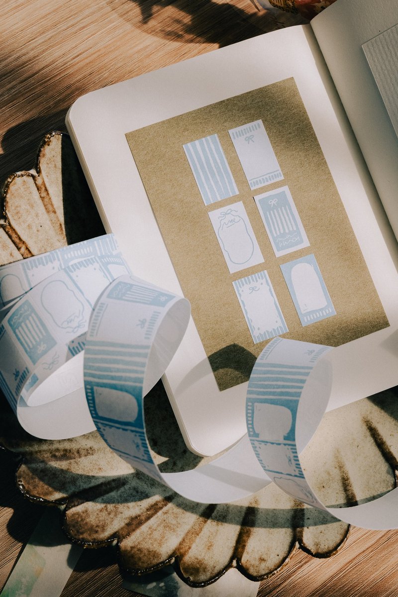 蓝色-PaperNote标签贴纸扭蛋 - 纸胶带 - 纸 蓝色