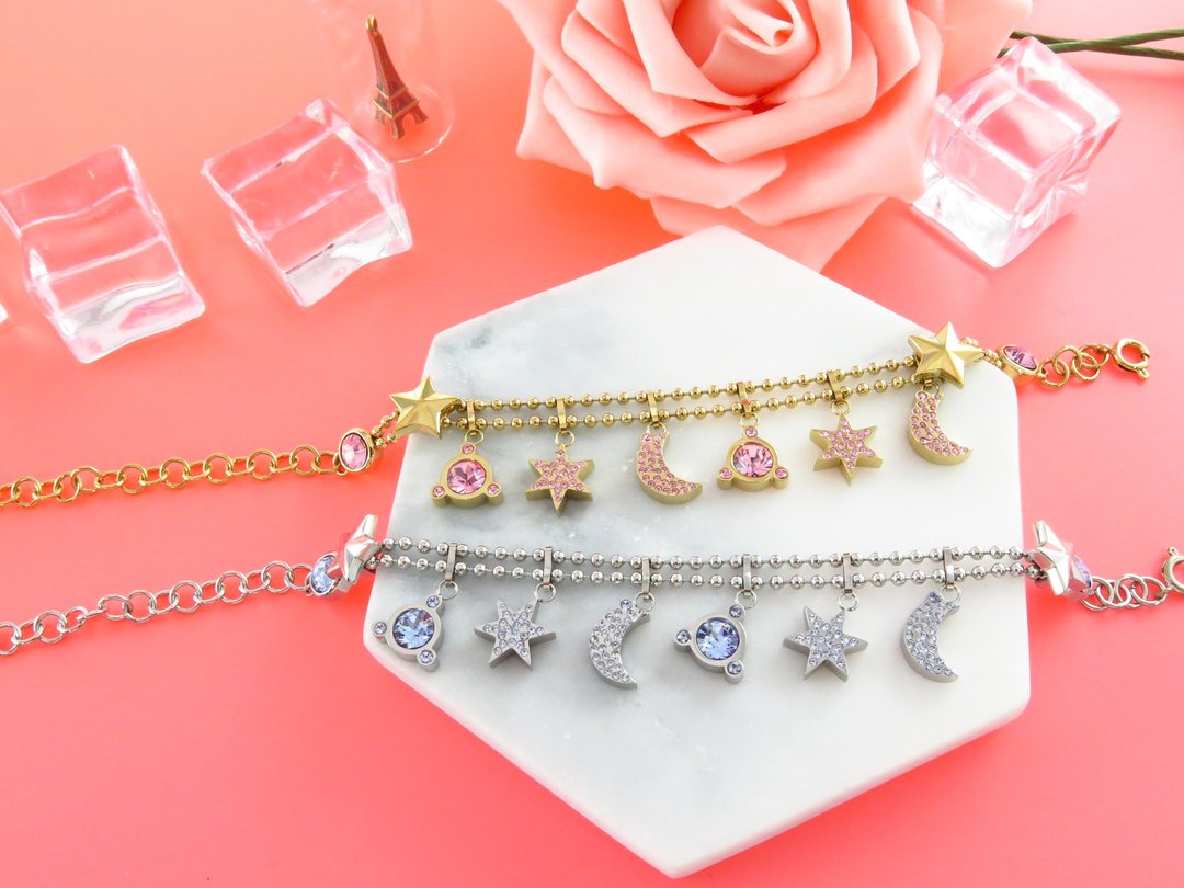 周年庆 期间限定 Galaxia精钢手链 2色可选 施华洛世加奇水晶L16B - 手链/手环 - 水晶 多色