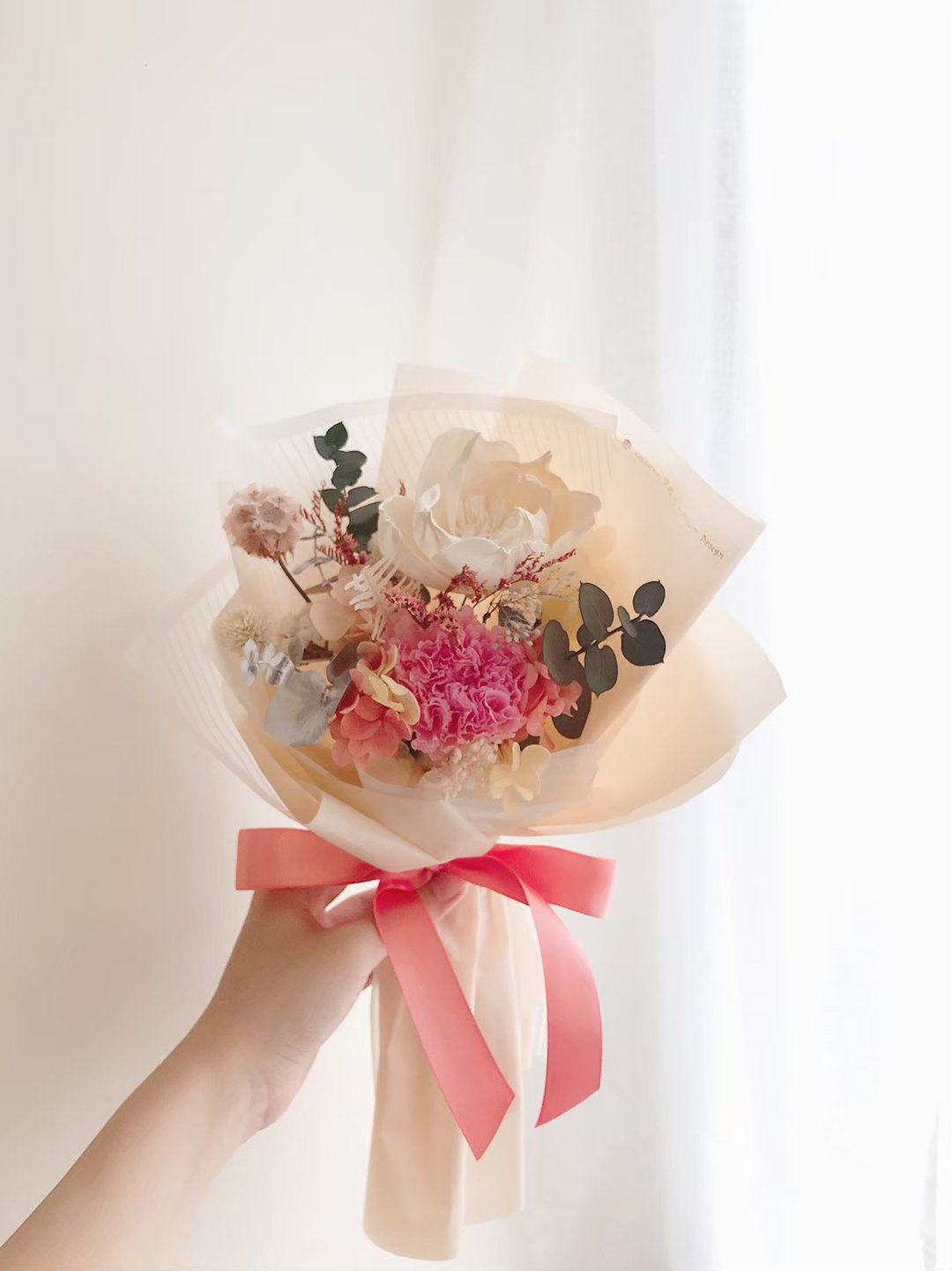 永生花 永生玫瑰花 康乃馨花束 母亲节礼物 永生花束 情人节花束 - 干燥花/捧花 - 植物．花 粉红色