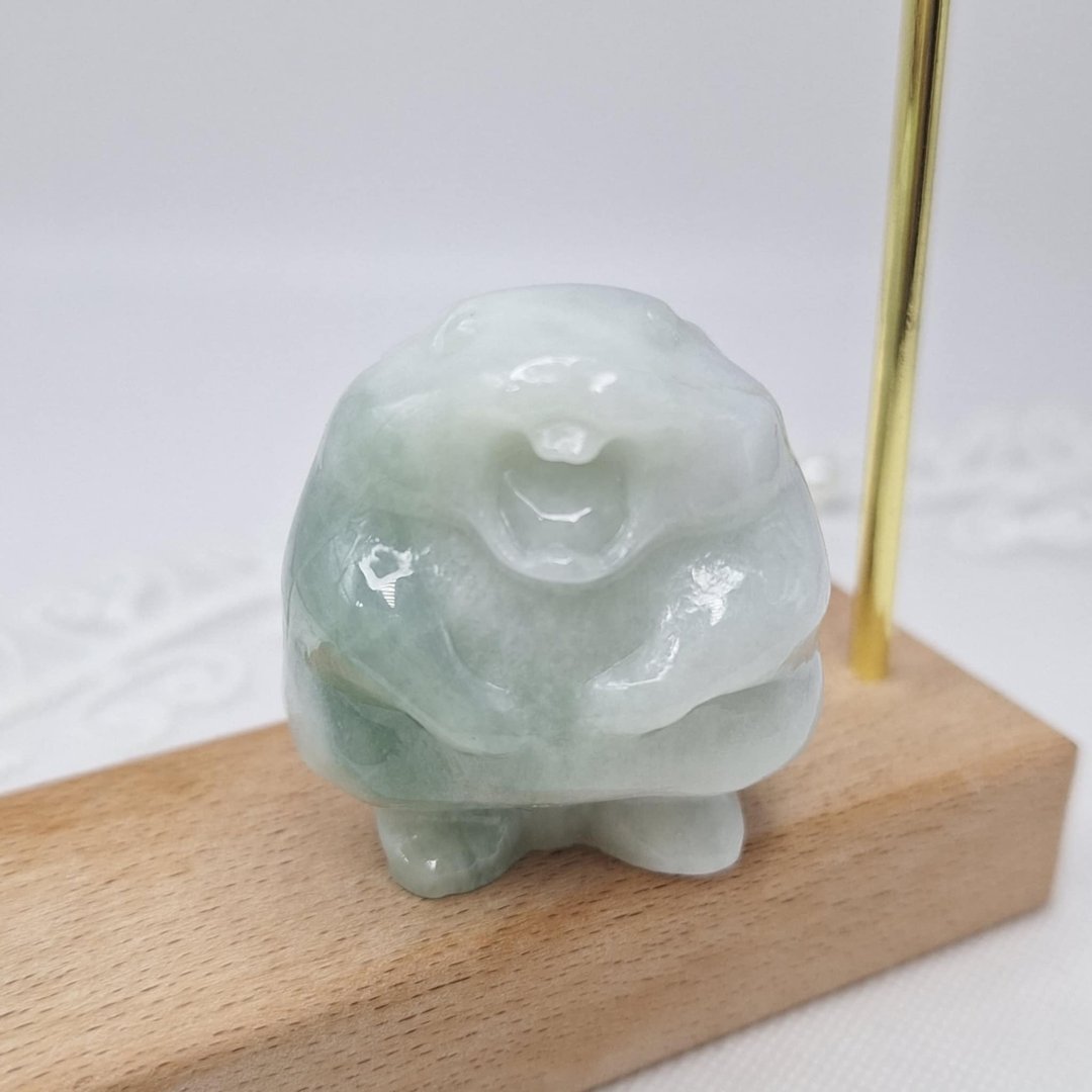 温润绿底飘花土拨鼠摆件 | 天然缅甸玉A货翡翠 - 摆饰 - 玉石 