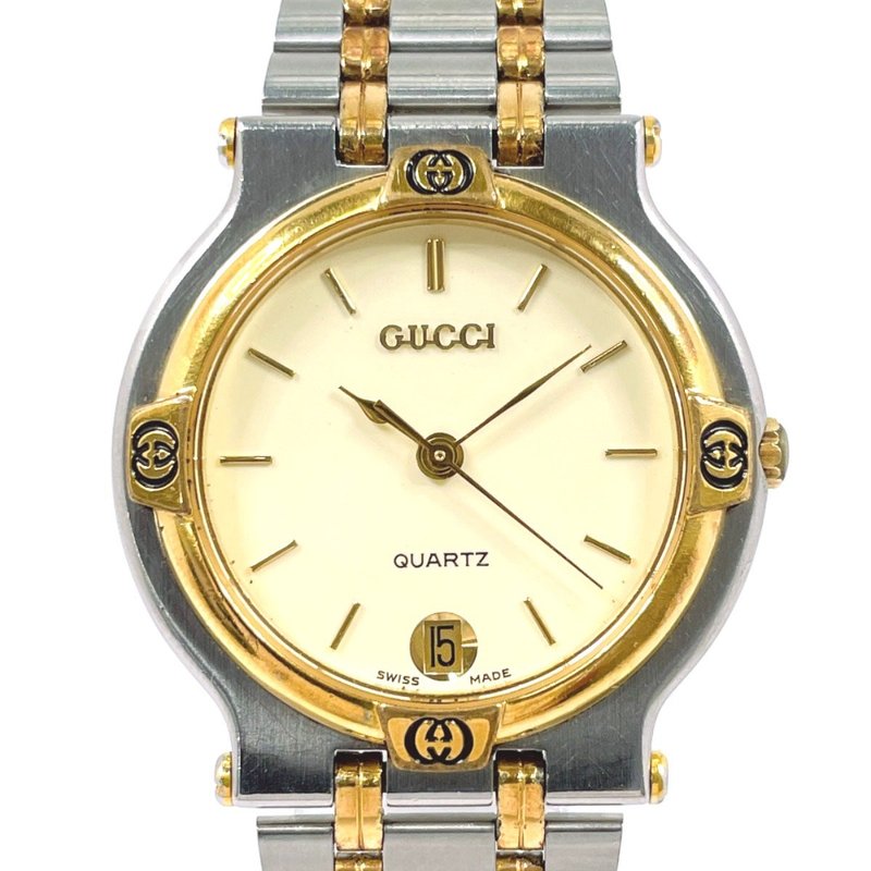 【日本直送 二手美品】Gucci 古驰 手表 9000M 不锈钢 双色 GP 银色 金色 石英表 - 女表 - 不锈钢 银色