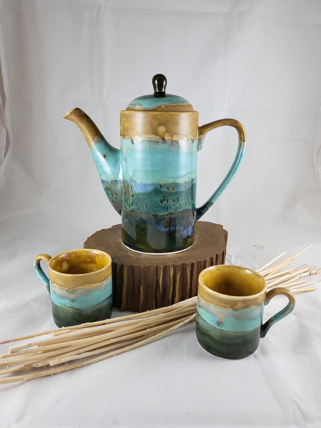 幕色窑变茶具组 - 茶具/茶杯 - 瓷 蓝色