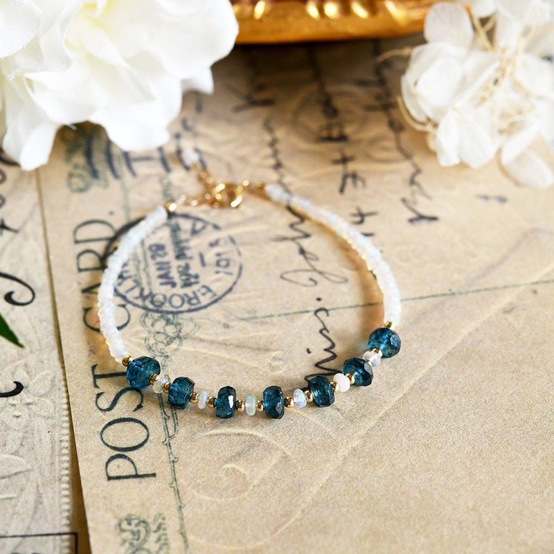 实现愿望的水欧泊与托帕石手链 (附调节链) 11月/10月诞生石 - 手链/手环 - 宝石 黄色