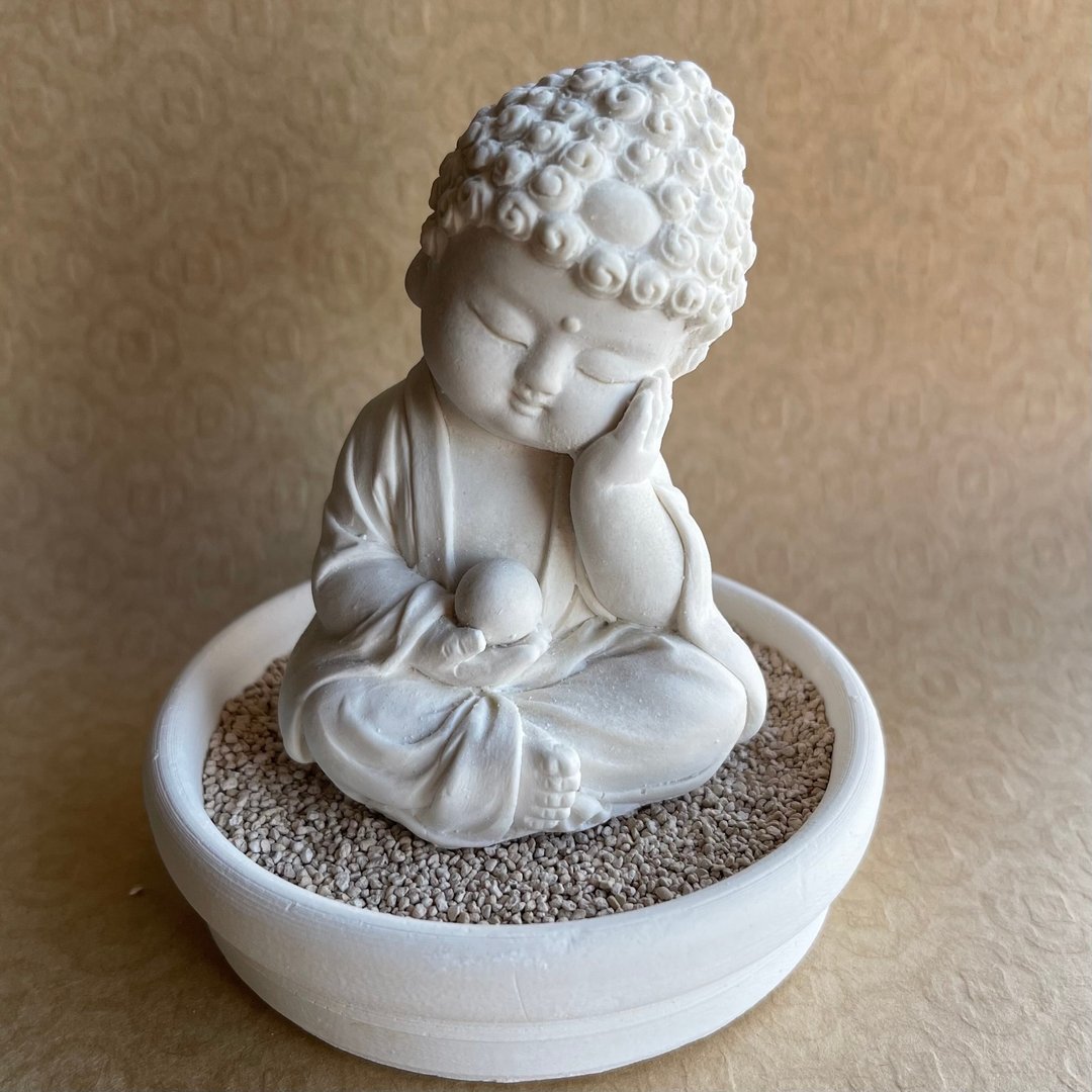 【五倍券优惠】净念吉祥小佛之静性  小盘套组 圭藻土扩香套组 居 - 香薰/精油/线香 - 其他材质 白色