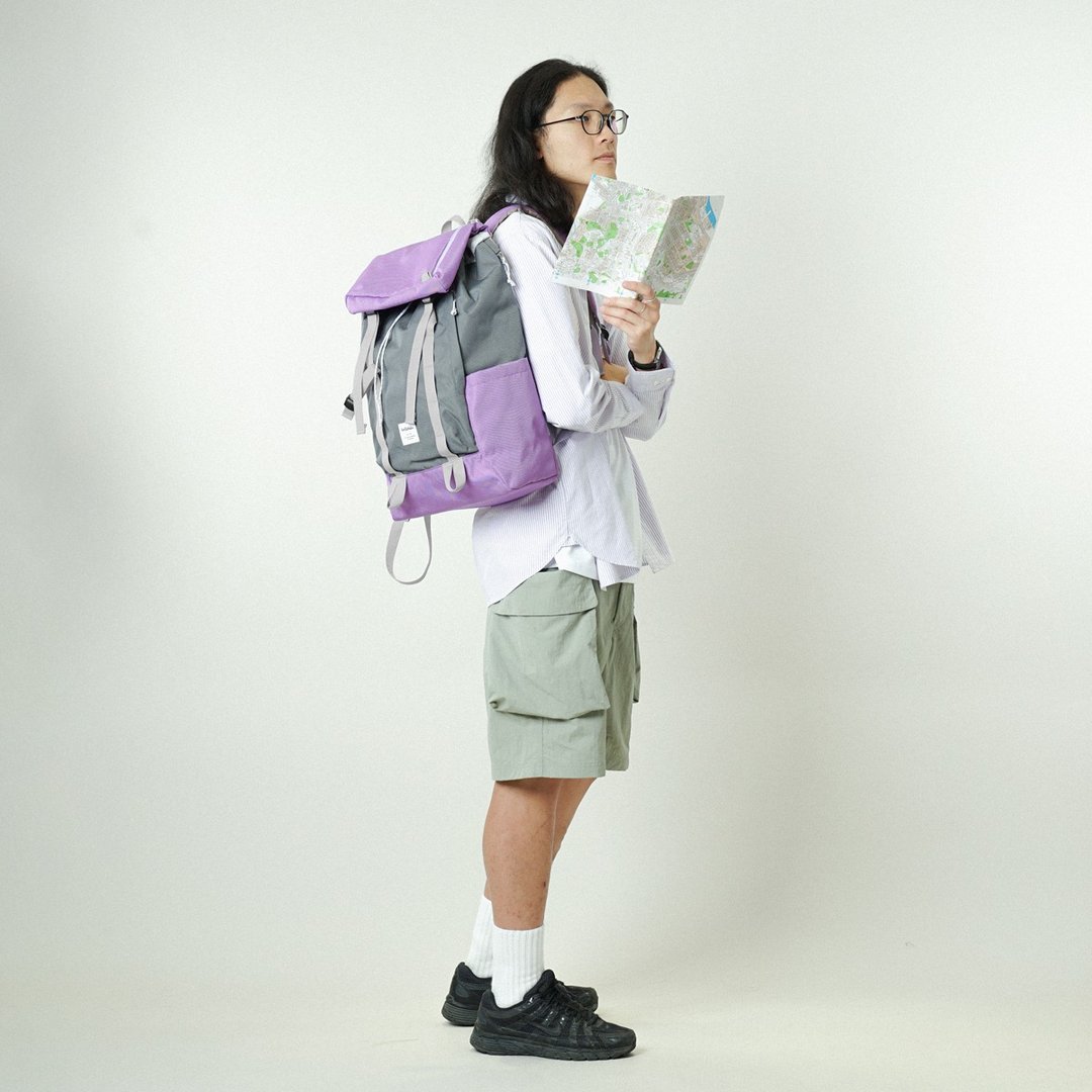 GIO 19L 多功能翻盖背包 大 (暗灰色/翠菊紫) - 后背包/双肩包 - 聚酯纤维 紫色