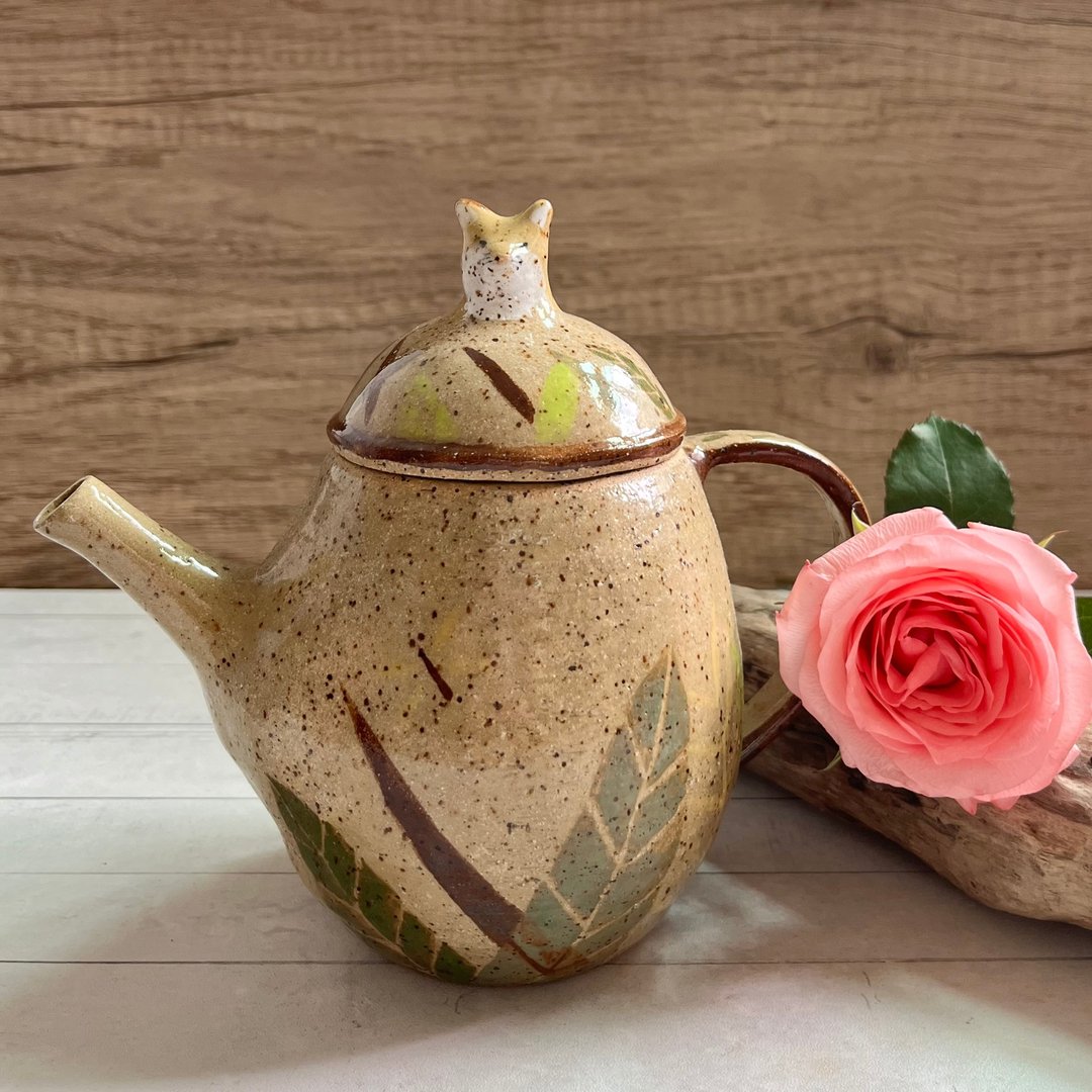 A Lu 小狐狸陶壶/礼物 手作手绘 采美国进口陶土 仅此一件 - 茶具/茶杯 - 陶 多色