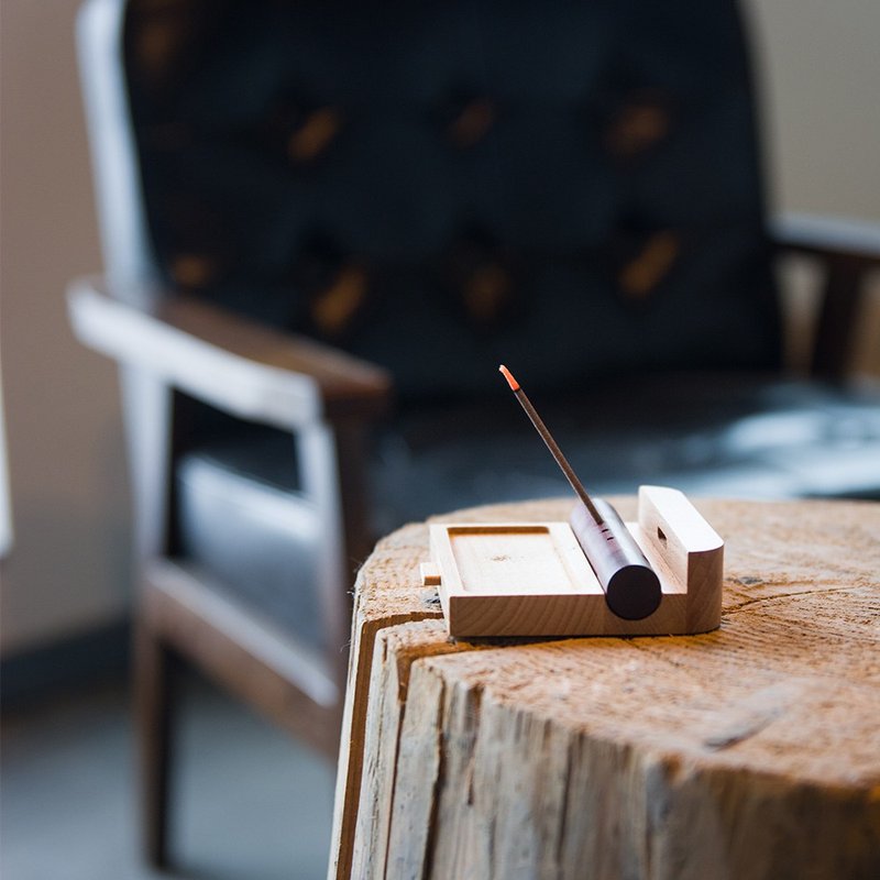 炳生堂口 | 楔钉便携香盒多功能榫卯熏香点香器红檀木日本线香 - 香薰/精油/线香 - 木头 咖啡色