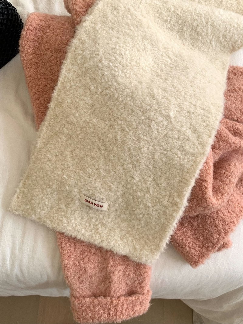 羊毛圈圈纱蓬松软糯 奶油白色百搭保暖针织围脖 - 围巾/披肩 - 羊毛 