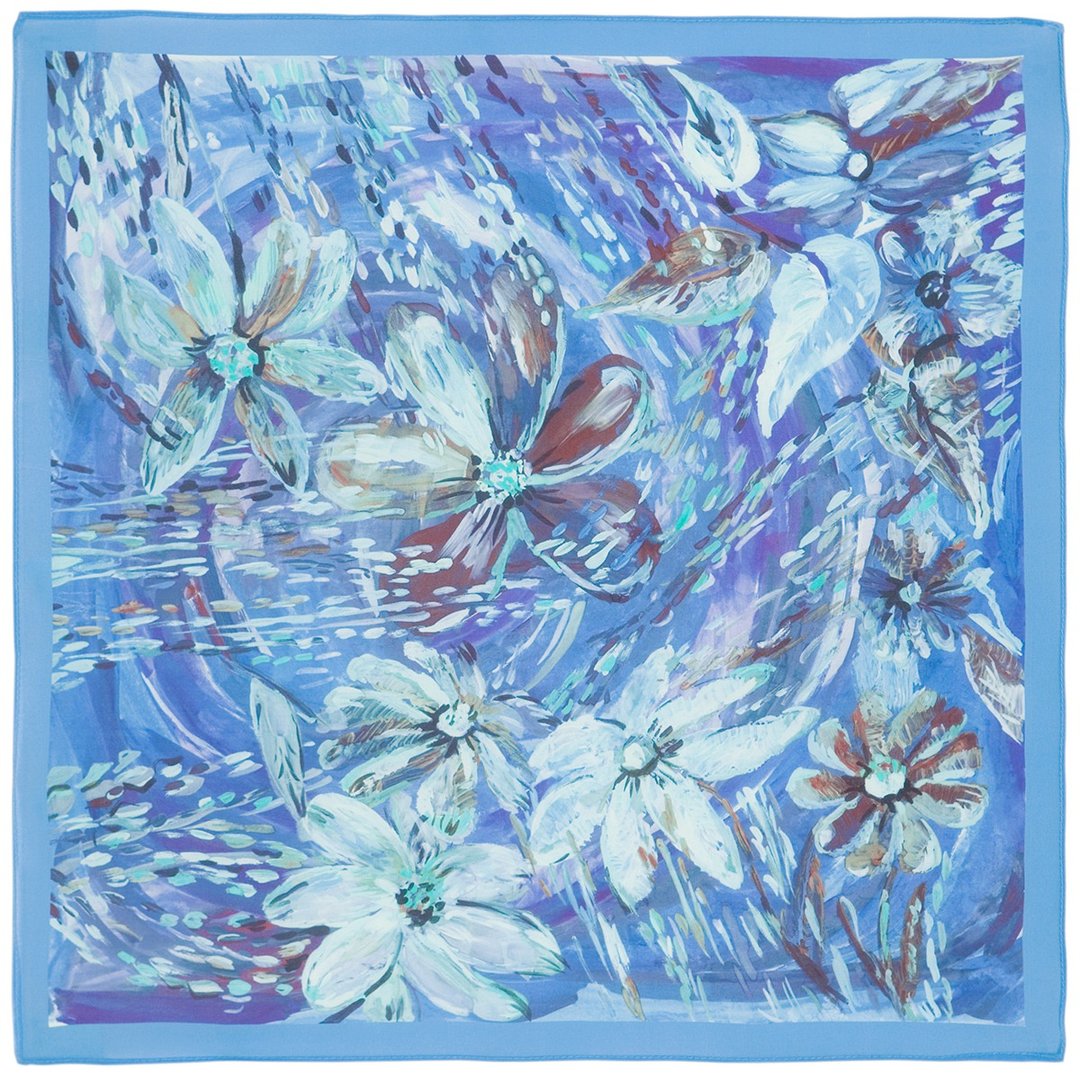 Pavlovo Posad Shawl, Russian Neck Scarf Natural 100% Silk Summer Wrap 10006-13 - 丝巾 - 丝．绢 多色