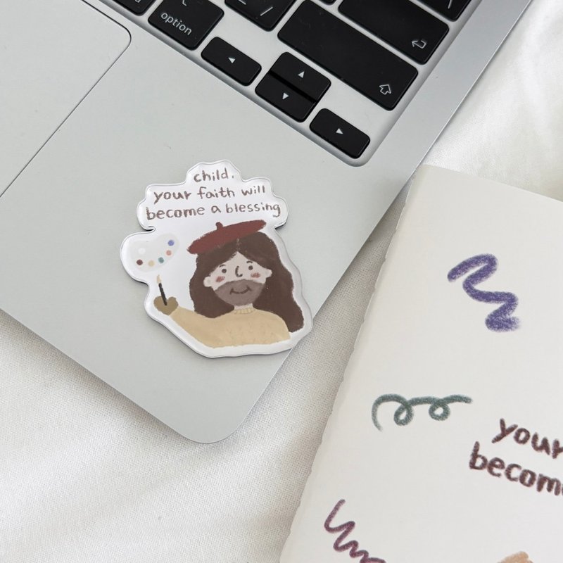 JIN CHA GOD-磁铁 超可爱耶稣画家插画压克力磁铁/幸福小组 - 冰箱贴/磁贴 - 其他金属 