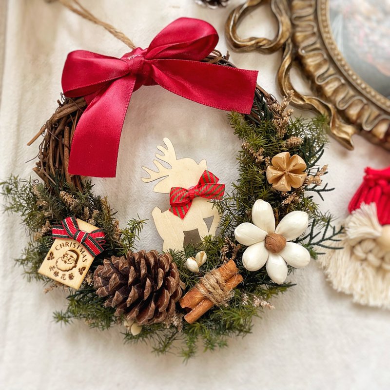麋鹿不迷路 圣诞花圈 独家设计款 圣诞礼盒 交换 礼物 装饰 - 干燥花/捧花 - 植物．花 多色