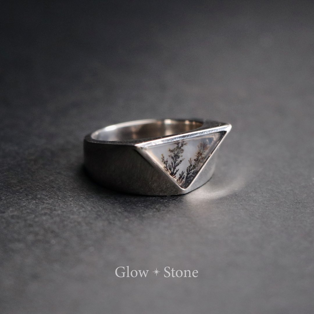 GLOWSTONE 小树玛瑙 戒指 - 戒指 - 纯银 金色