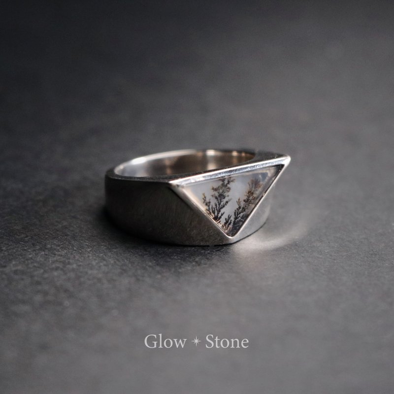 GLOWSTONE 小树玛瑙 戒指 - 戒指 - 纯银 金色