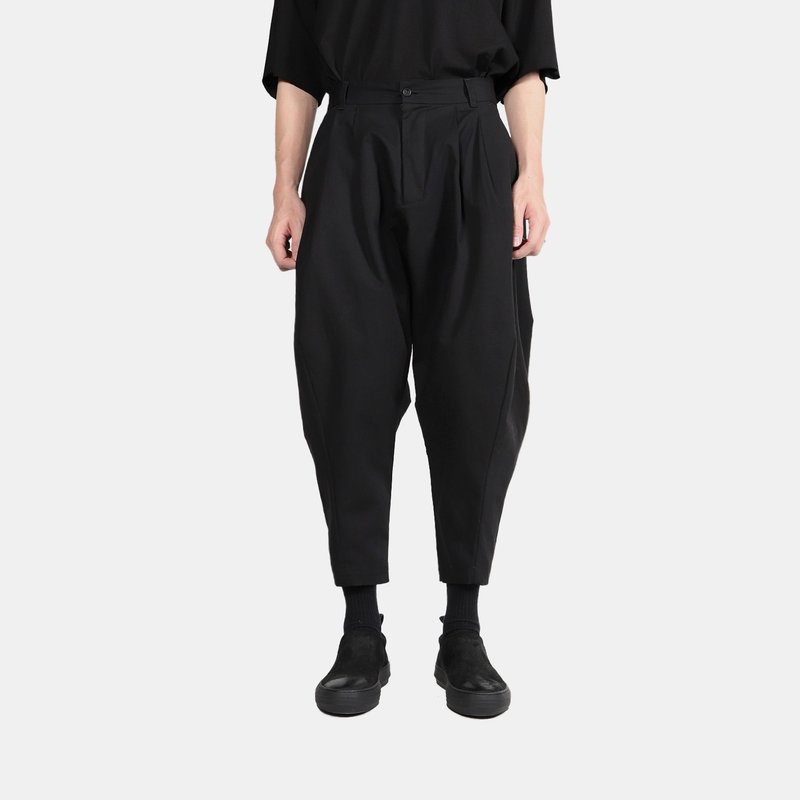 抛物线八分裤 V4 - 男士长裤 - 棉．麻 黑色