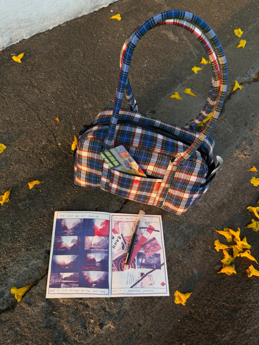 japfac 乡村蓝格纹方块包 Cube Bag - 侧背包/斜挎包 - 棉 蓝色