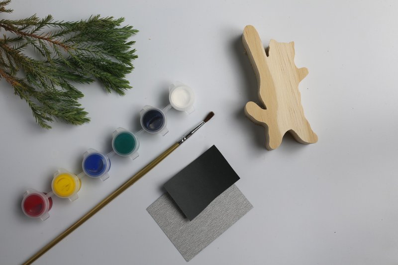 举手猫-彩绘积木DIY材料包 - 插画/绘画/写字 - 木头 