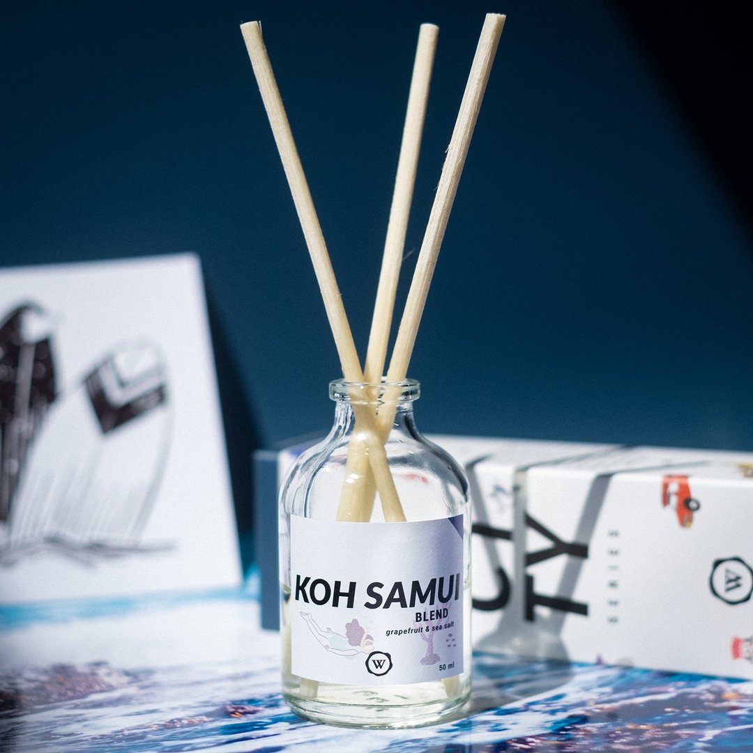 Scented Room Diffuser Set Koh Samui Blend City Series | Sea Salt & Grapefruit - 香薰/精油/线香 - 玻璃 透明