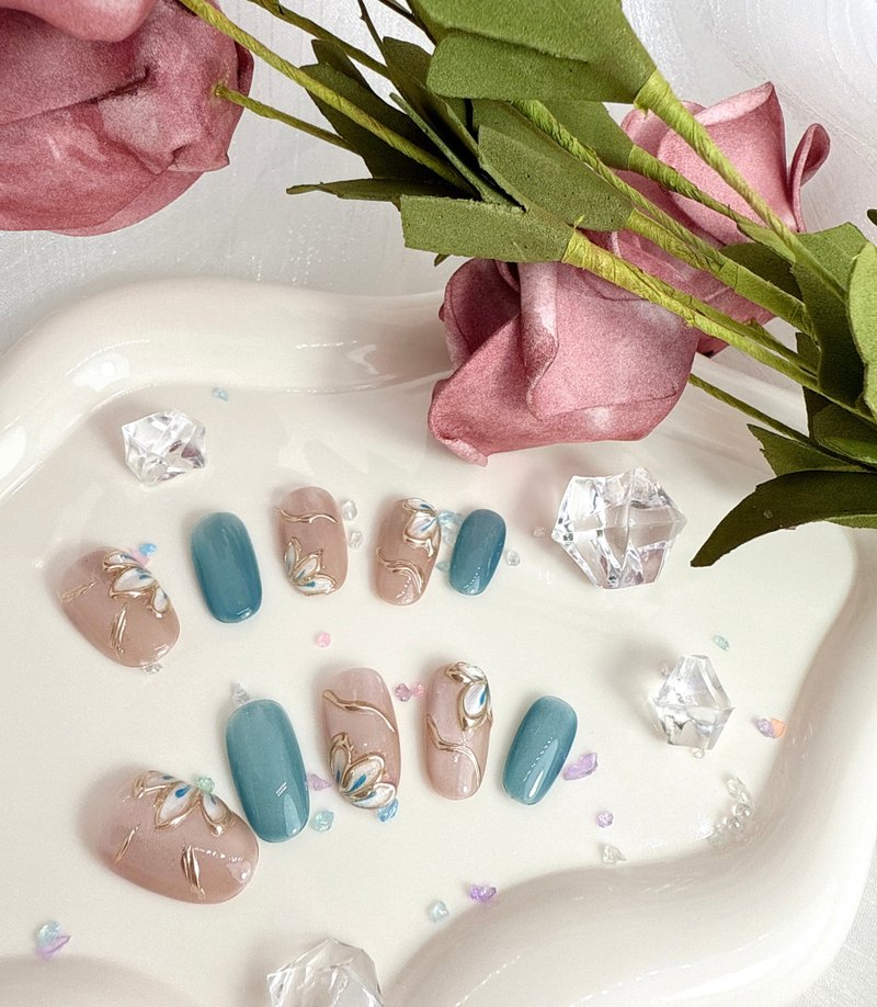 【TING】雾蓝花语 - 猫眼流光穿戴甲 S 码 - 其他 - 塑料 蓝色